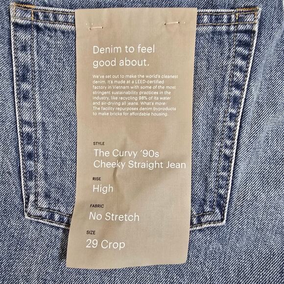 Everlane The Curvy 90's Cheeky Straight Crop Jeans Medium Blue Wash Size‎ 29 - Picture 13 of 13